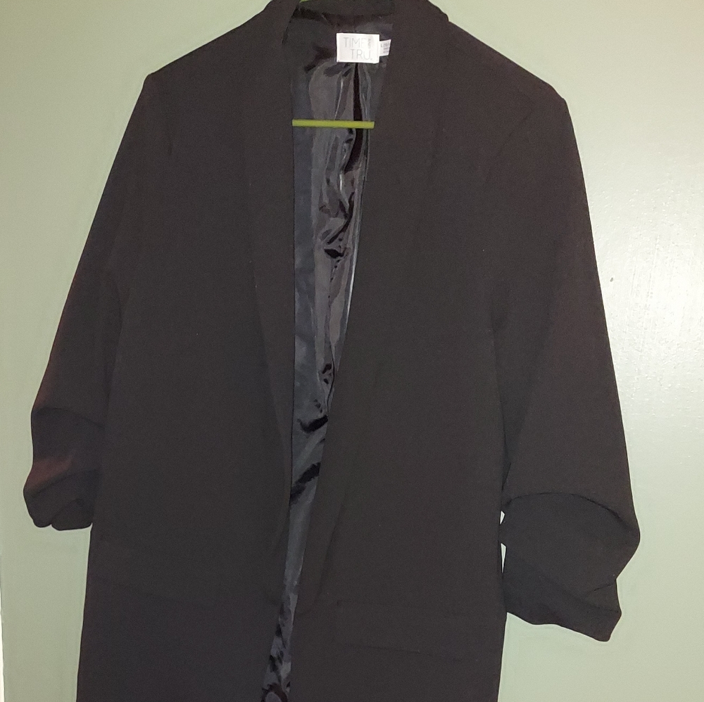 Women's L Black 3/4 Sleeve Blazer